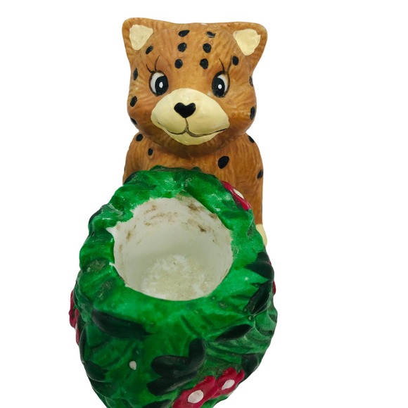 Charming Vintage Giftco  Cheetah  and climbing Cub Candleholder  Hand painted - Picture 4 of 11